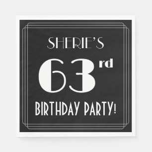 Art Deco Look 63rd Birthday Party With Custom Name Napkin