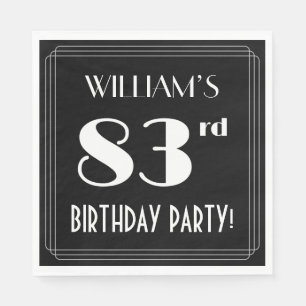 Art Deco Look 83rd Birthday Party With Custom Name Napkin