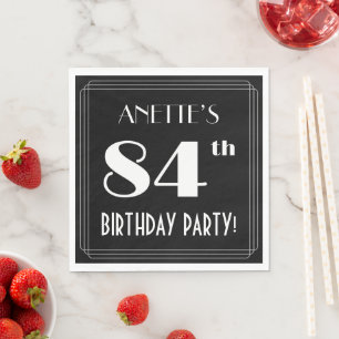 Art Deco Look 84th Birthday Party With Custom Name Napkin