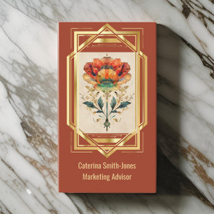 Art Deco Look Framed Poppy Elegant Vintage Business Card