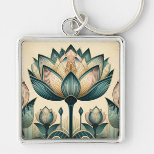 Art Deco Lotus Keychain