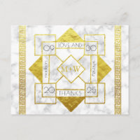 Art Deco Love and Thanks Wedding Marble Gold Foil