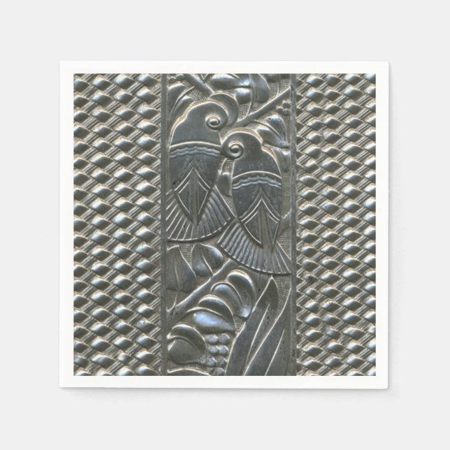 Art Deco Love Birds Paper Napkin (Front)