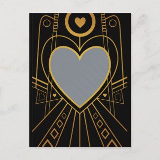Art Deco Love Heart Border Postcard