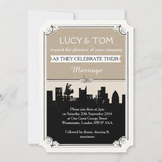 Art Deco 'Love in the City' Wedding Invitation