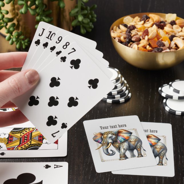 Art Deco lovers customisable elephant  Playing Cards (In Situ)