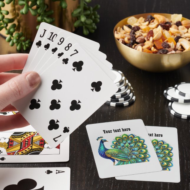 Art Deco lovers customisable Peacock Playing Cards (In Situ)