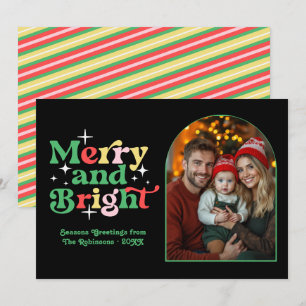 Art Deco Luxe Modern Retro Christmas Family Photo Holiday Card