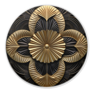 Art Deco Luxury Black And Gold Ceramic Knob