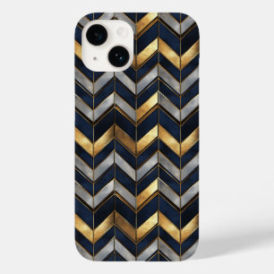 "Art Deco Luxury Design: Gold, Silver & Blue Case-Mate iPhone 14 Case