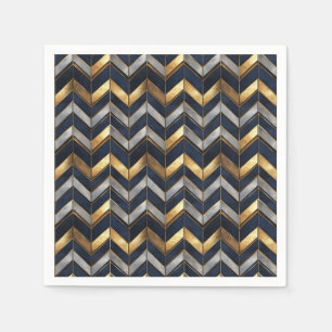 "Art Deco Luxury Design: Gold, Silver & Blue Napkin