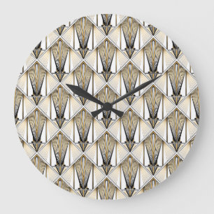 Art Deco, luxury gold motif Large Clock