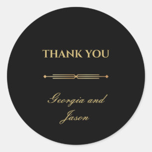 Art deco luxury stylish modern wedding  classic round sticker