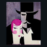 Art deco magazine cover poster<br><div class="desc">A vintage art deco magazine cover,  The Play Goer,  from the 1920s . A mysterious and sinster couple drawn in a sureal style.</div>