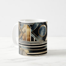 Art-deco marble Black and gold Jazzy Geometric