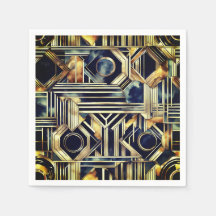 Art-deco marble Black and gold Jazzy Geometric