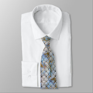 ART DECO MARBLE BLUE BLACK PATTERNED TIE