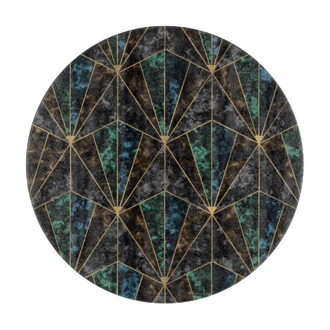 Art Deco Marble: Malachite Luxury Cutting Board (Front)