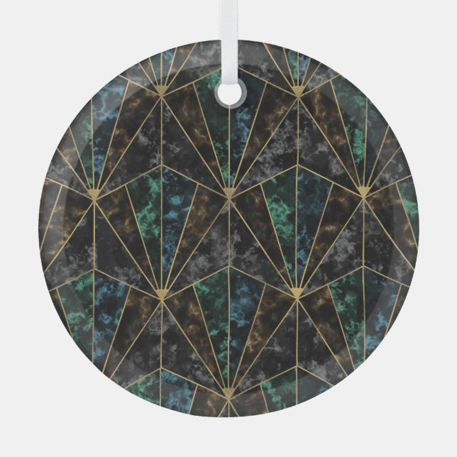 Art Deco Marble: Malachite Luxury Glass Tree Decoration (Front)