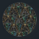 Art Deco Marble: Malachite Luxury Large Clock<br><div class="desc">Art deaco pattern with marble and malachite texture
Sea treasures come alive in a colourful hand-drawn pattern.
Animal Allure: Leopard Print Roars with Wild Elegance.
deco,  gold,  green,  background,  pattern,  abstract,  texture,  decor,  fashion,  vintage,  wall,  white,  retro,  marble,  line,  black,  seamless,  blue,  geometric,  luxury</div>