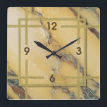 Art Deco marble Square Wall Clock<br><div class="desc">Great clock design. You will love it like others. Be free to use this design for other product you like or to customise and add your text. Follow me for more. Thank you. Have a nice day.</div>
