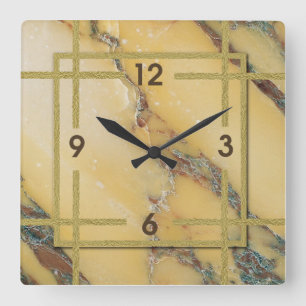 Art Deco marble Square Wall Clock