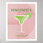 Art Deco Margarita Poster<br><div class="desc">This Margarita illustration is part of the Classic Cocktail Collection. Drawn in an art deco style with the basic recipe ingredients for creating the cocktail.</div>