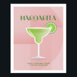 Art Deco Margarita Poster<br><div class="desc">This Margarita illustration is part of the Classic Cocktail Collection. Drawn in an art deco style with the basic recipe ingredients for creating the cocktail.</div>