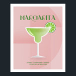 Art Deco Margarita Poster<br><div class="desc">This Margarita illustration is part of the Classic Cocktail Collection. Drawn in an art deco style with the basic recipe ingredients for creating the cocktail.</div>