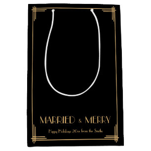 Art Deco Married And Merry Christmas Gift Bags