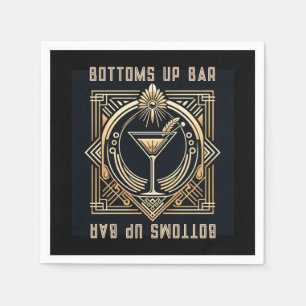 Art Deco Martini Bar Logo Napkin