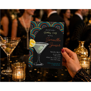 Art Deco Martini Birthday Invitation