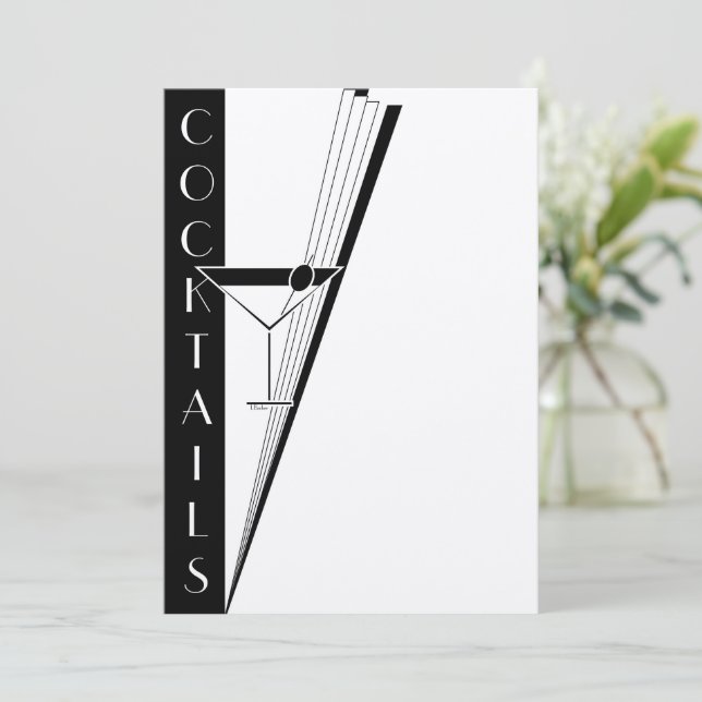 Art Deco Martini Menu (Standing Front)