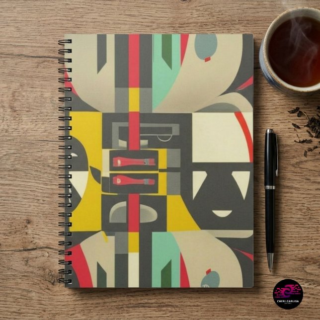 Art Deco Meets Mid-Century Modern Notebook (Mid-Century Modern lines and Art Deco energy wrapped into one bold notebook design.)