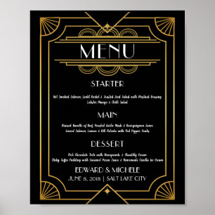 Art Deco menu poster wedding hotel
