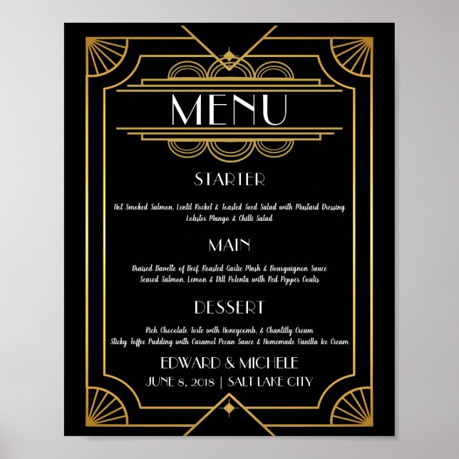 Art Deco menu poster wedding hotel (Front)