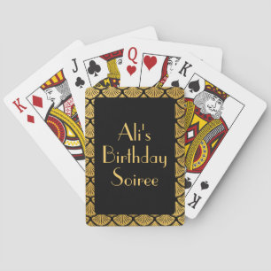 Art Deco Mermaid Scales - Black & Gold Birthday Playing Cards