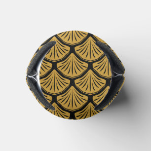 Art Deco Mermaid Scales - Black & Gold Can Cooler