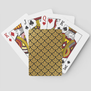 Art Deco Mermaid Scales - Black & Gold Playing Cards