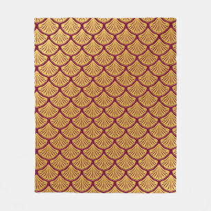 Art Deco Mermaid Scales - Magenta Fleece Blanket