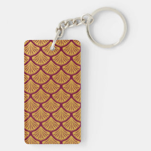 Art Deco Mermaid Scales - Magenta Key Ring