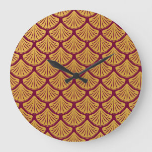 Art Deco Mermaid Scales - Magenta Large Clock