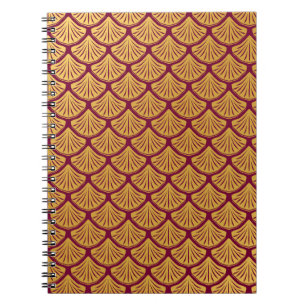 Art Deco Mermaid Scales - Magenta Notebook