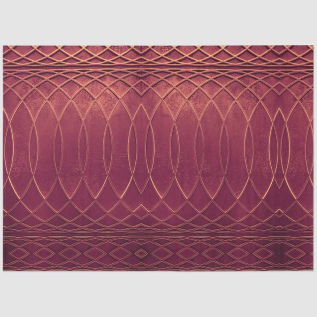 Art Deco Metallic Burgandy Wine Decoupage  Tissue Paper (Front)