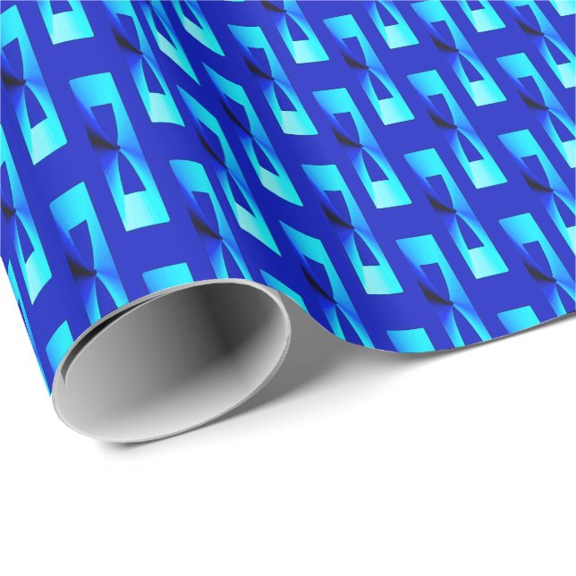 Art Deco Metallic Geometric - Cobalt Blue Wrapping Paper (Roll Corner)