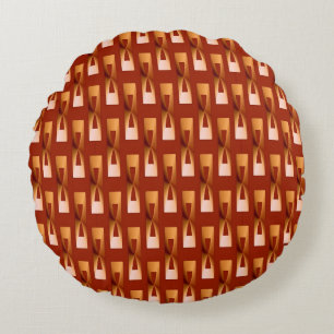 Art Deco Metallic Geometric - Copper and Rust Round Cushion