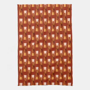 Art Deco Metallic Geometric - Copper and Rust Tea Towel