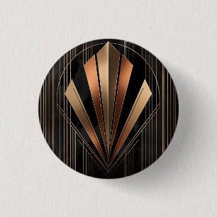 Art Deco Metallic Geometric Elegance 3 Cm Round Badge