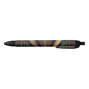 Art Deco Metallic Geometric Elegance Black Ink Pen