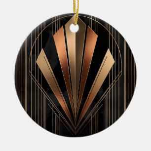 Art Deco Metallic Geometric Elegance Ceramic Tree Decoration